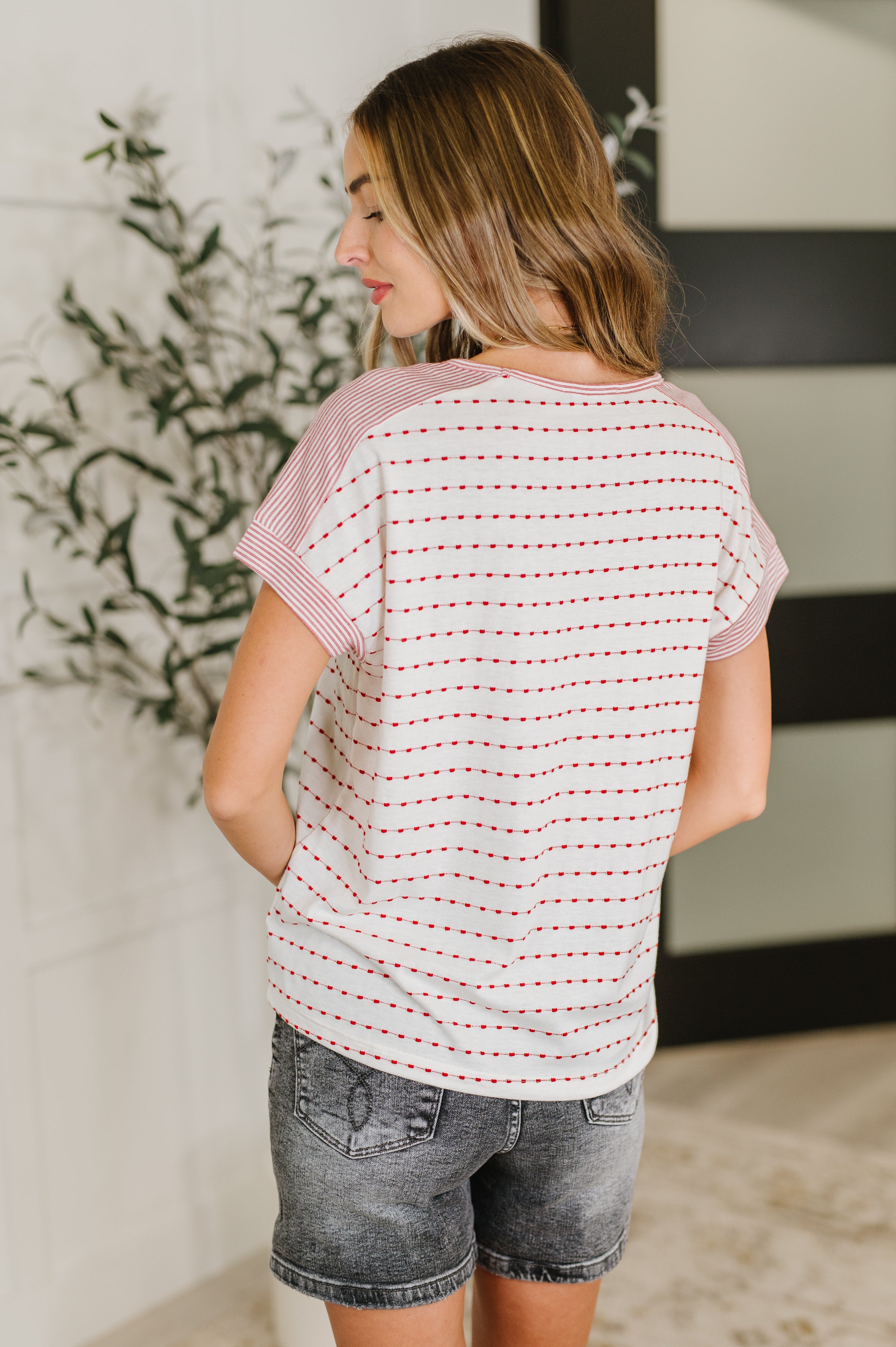 Stitched with Love V-Neck Top in Ivory and Red-Womens-Ave Shops-[option4]-[option5]-[option6]-[option7]-[option8]-Shop-Boutique-Clothing-for-Women-Online