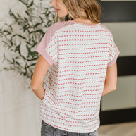 Stitched with Love V-Neck Top in Ivory and Red-Womens-Ave Shops-[option4]-[option5]-[option6]-[option7]-[option8]-Shop-Boutique-Clothing-for-Women-Online