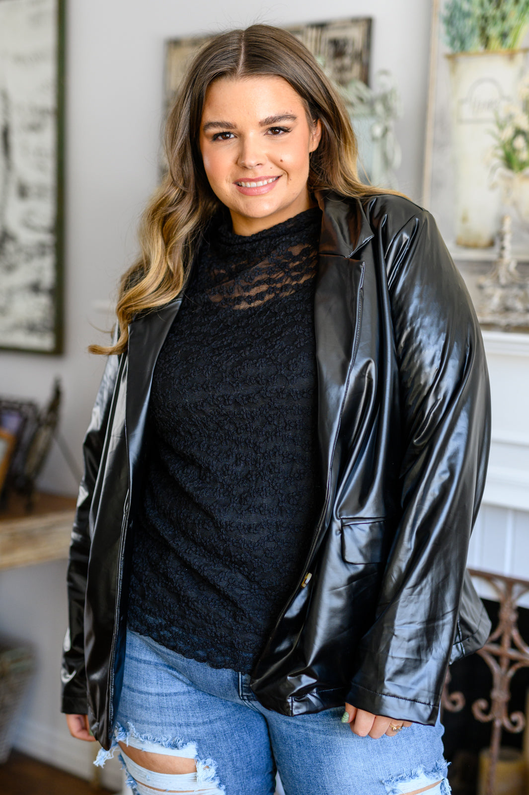 Streets of Dublin Faux Leather Blazer-Womens-Ave Shops-[option4]-[option5]-[option6]-[option7]-[option8]-Shop-Boutique-Clothing-for-Women-Online