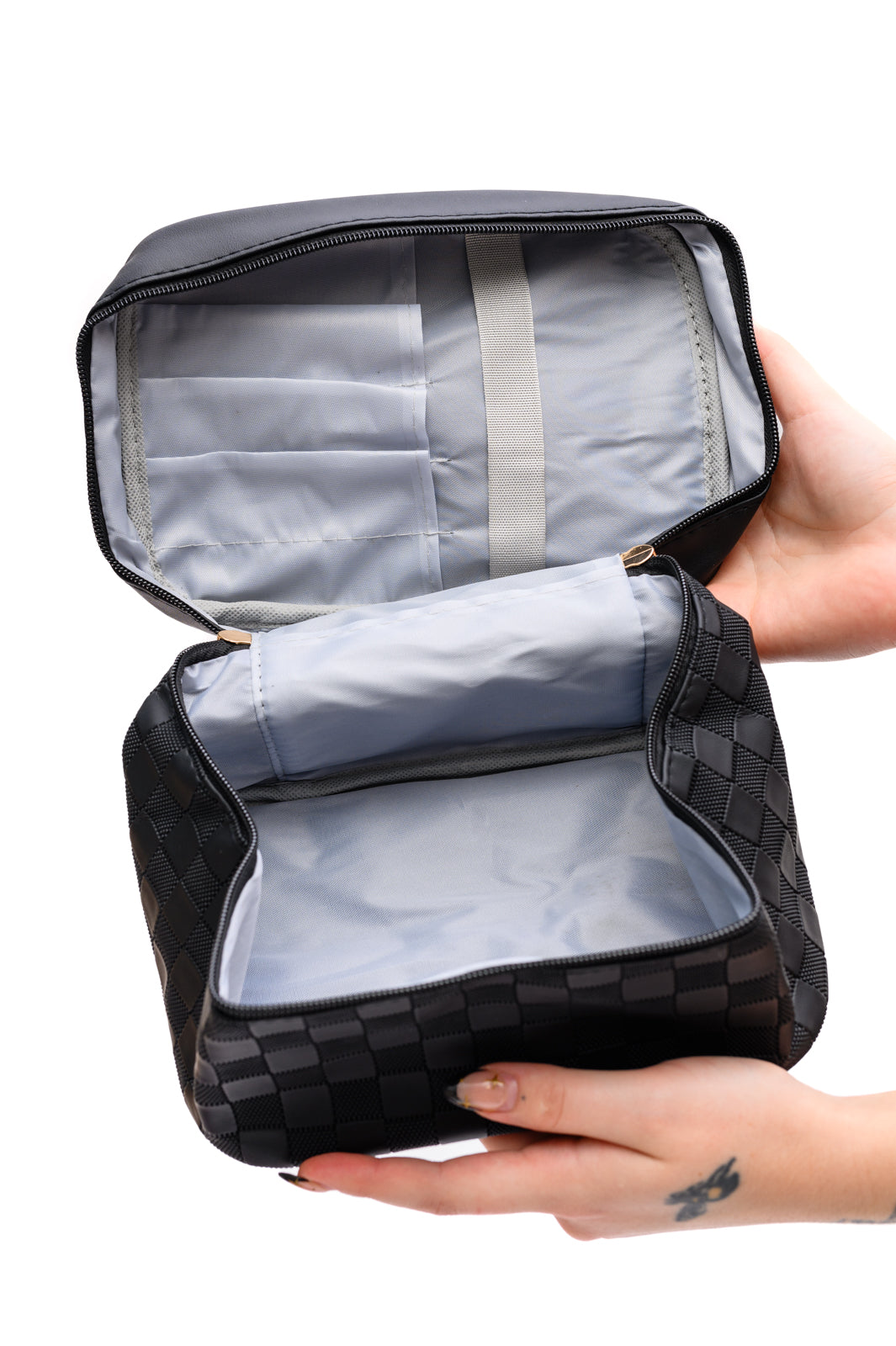 Subtly Checked Cosmetic Bags set of 4 in Black-Accessories-Ave Shops-[option4]-[option5]-[option6]-[option7]-[option8]-Shop-Boutique-Clothing-for-Women-Online