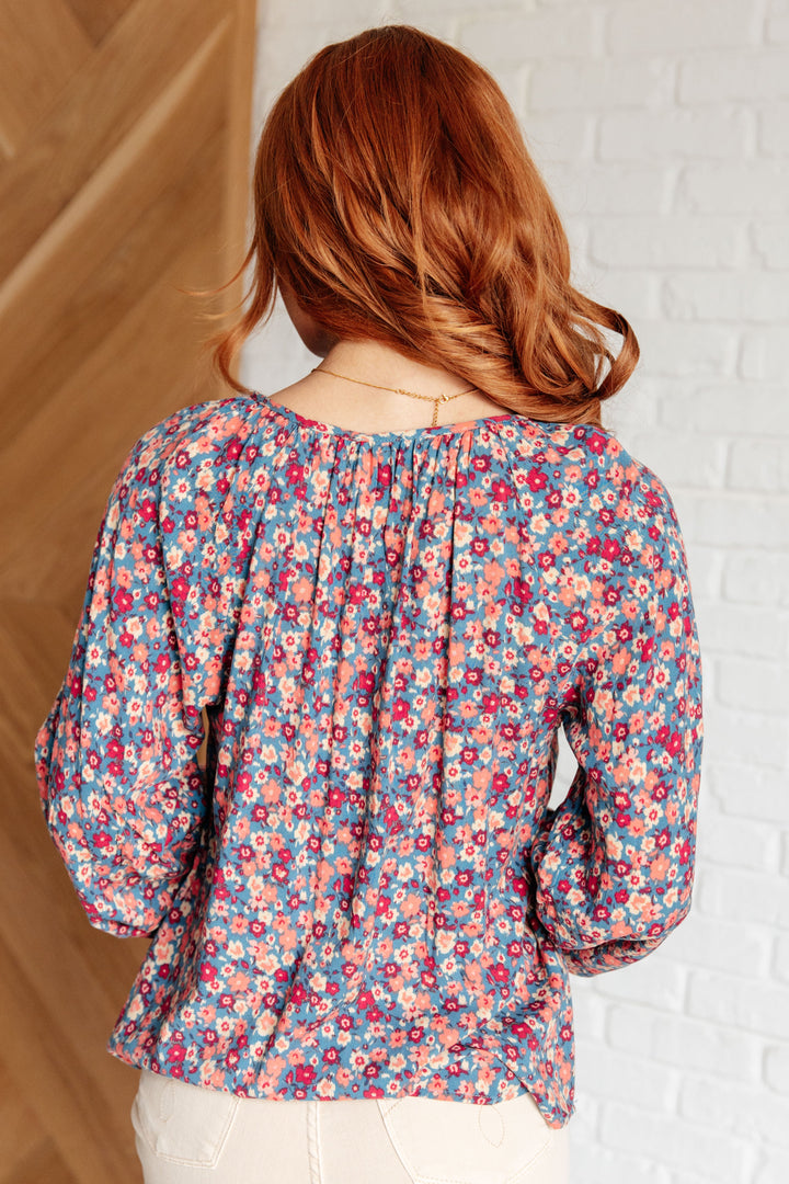 Sunday Brunch Blouse in Denim Floral-Tops-Ave Shops-[option4]-[option5]-[option6]-[option7]-[option8]-Shop-Boutique-Clothing-for-Women-Online