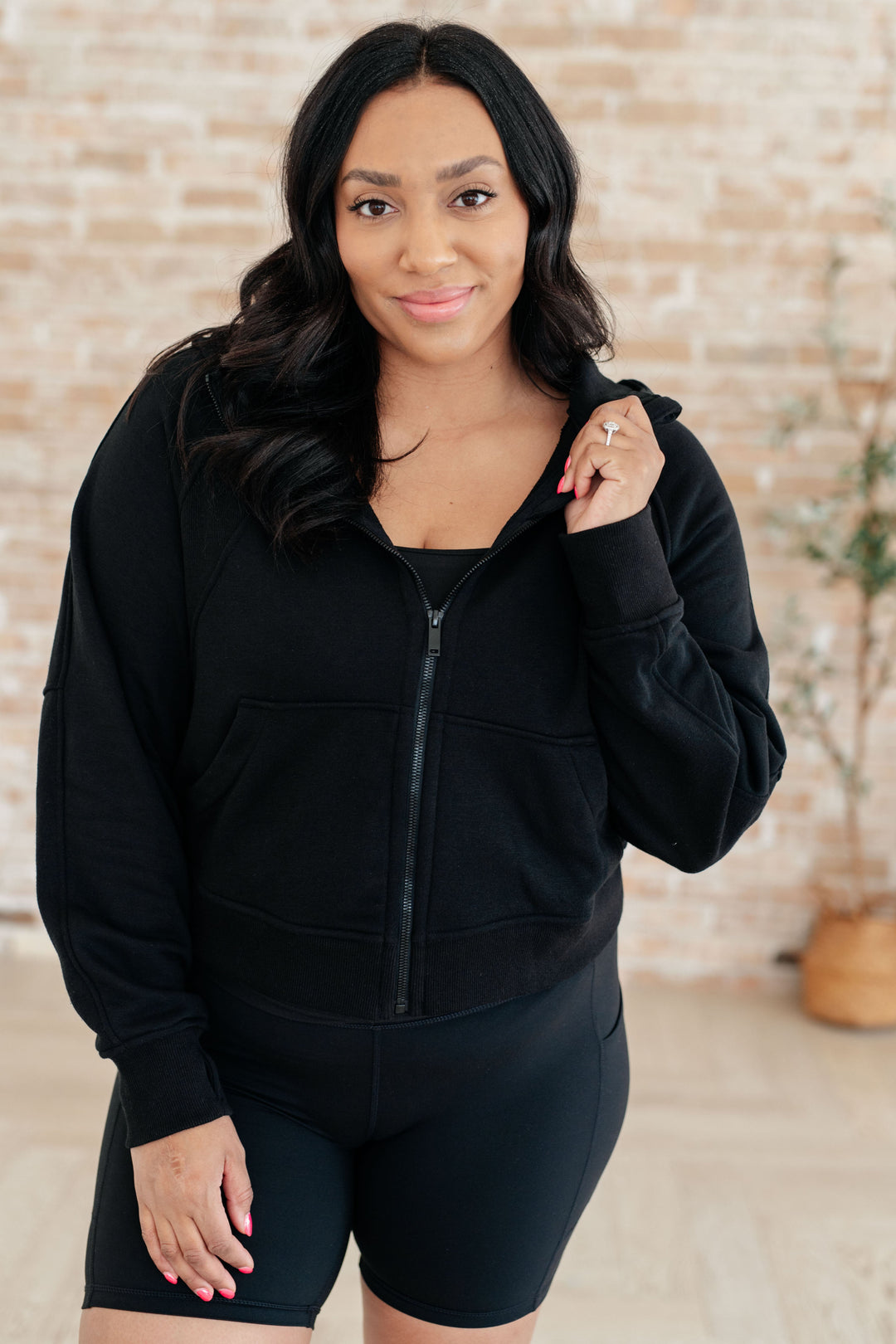 Sun or Shade Zip Up Jacket in Black-Athleisure-The Bee Chic Boutique-[option4]-[option5]-[option6]-[option7]-[option8]-Shop-Boutique-Clothing-for-Women-Online