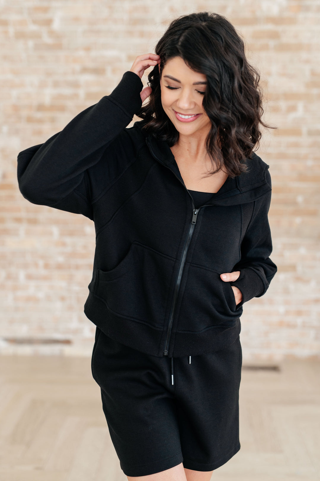 Sun or Shade Zip Up Jacket in Black-Athleisure-The Bee Chic Boutique-[option4]-[option5]-[option6]-[option7]-[option8]-Shop-Boutique-Clothing-for-Women-Online