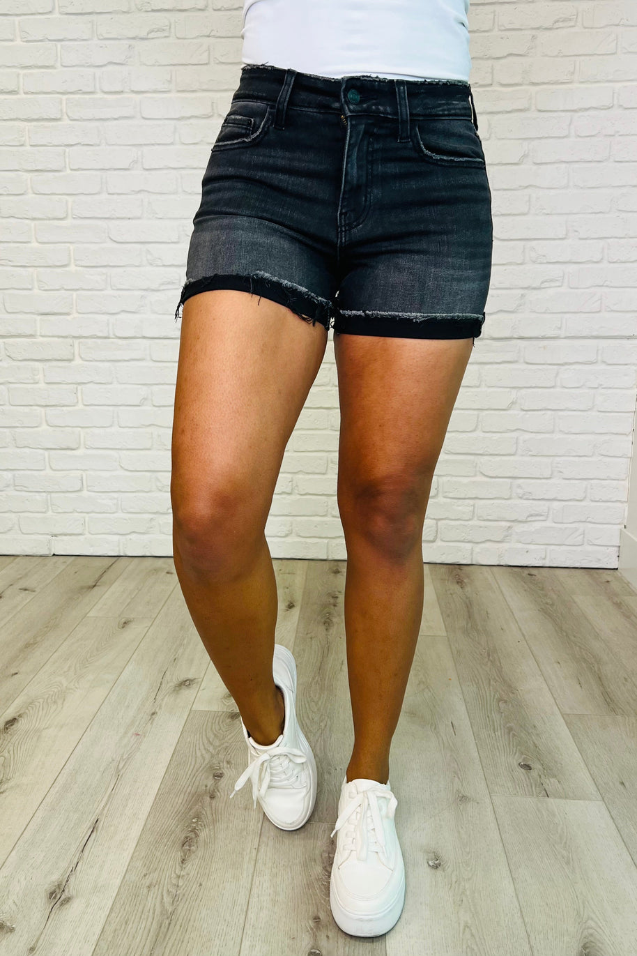 Zenana Sunset Stroll Distressed Hem Shorts in Washed Black-Womens-Ave Shops-[option4]-[option5]-[option6]-[option7]-[option8]-Shop-Boutique-Clothing-for-Women-Online