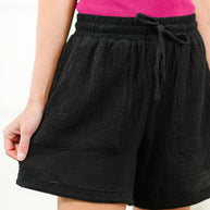 Sunshine Soiree Double Gauze Shorts in Black-Womens-Ave Shops-[option4]-[option5]-[option6]-[option7]-[option8]-Shop-Boutique-Clothing-for-Women-Online