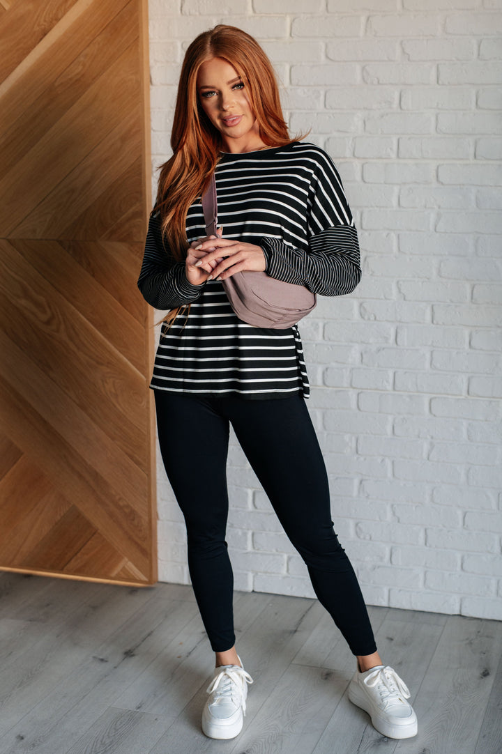 Super Clever Patchwork Striped Top in Black-Tops-Ave Shops-[option4]-[option5]-[option6]-[option7]-[option8]-Shop-Boutique-Clothing-for-Women-Online