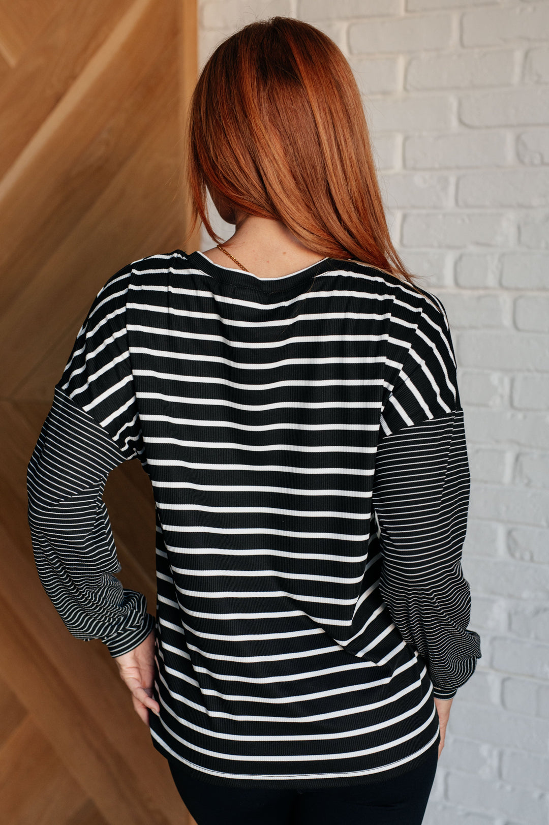 Super Clever Patchwork Striped Top in Black-Tops-Ave Shops-[option4]-[option5]-[option6]-[option7]-[option8]-Shop-Boutique-Clothing-for-Women-Online