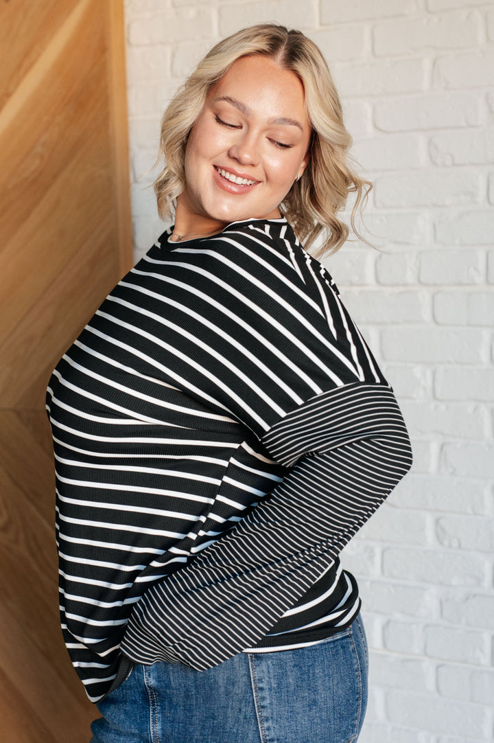 Super Clever Patchwork Striped Top in Black-Tops-Ave Shops-[option4]-[option5]-[option6]-[option7]-[option8]-Shop-Boutique-Clothing-for-Women-Online