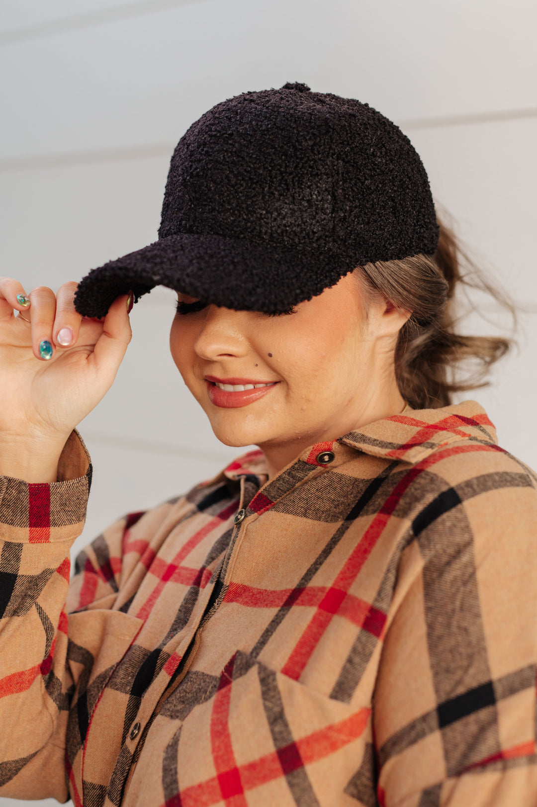 Lyla Sherpa Ball Cap in Black-Accessories-Ave Shops-OS-[option4]-[option5]-[option6]-[option7]-[option8]-Shop-Boutique-Clothing-for-Women-Online