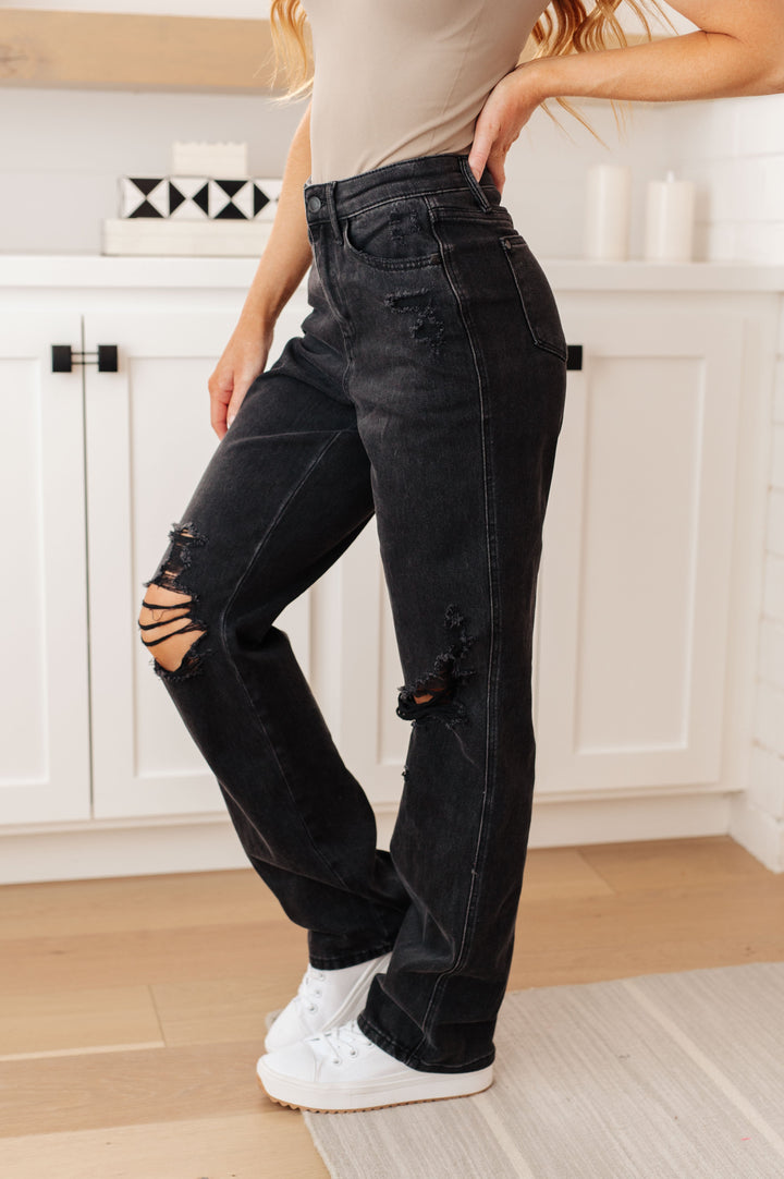 Susannah High Rise Rigid Magic 90's Distressed Straight Jeans in Black-Denim-Ave Shops-[option4]-[option5]-[option6]-[option7]-[option8]-Shop-Boutique-Clothing-for-Women-Online