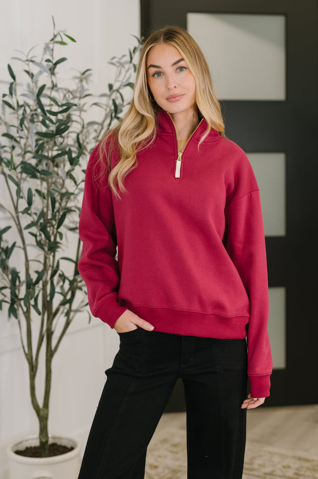 Sweater Weather Half Zip High Neck Pullover in Cabernet-Womens-Ave Shops-[option4]-[option5]-[option6]-[option7]-[option8]-Shop-Boutique-Clothing-for-Women-Online