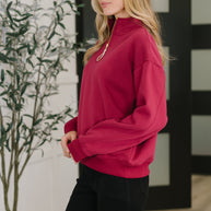 Sweater Weather Half Zip High Neck Pullover in Cabernet-Womens-Ave Shops-[option4]-[option5]-[option6]-[option7]-[option8]-Shop-Boutique-Clothing-for-Women-Online