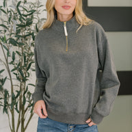 Sweater Weather Half Zip High Neck Pullover in Charcoal-Womens-Ave Shops-[option4]-[option5]-[option6]-[option7]-[option8]-Shop-Boutique-Clothing-for-Women-Online