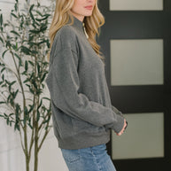 Sweater Weather Half Zip High Neck Pullover in Charcoal-Womens-Ave Shops-[option4]-[option5]-[option6]-[option7]-[option8]-Shop-Boutique-Clothing-for-Women-Online