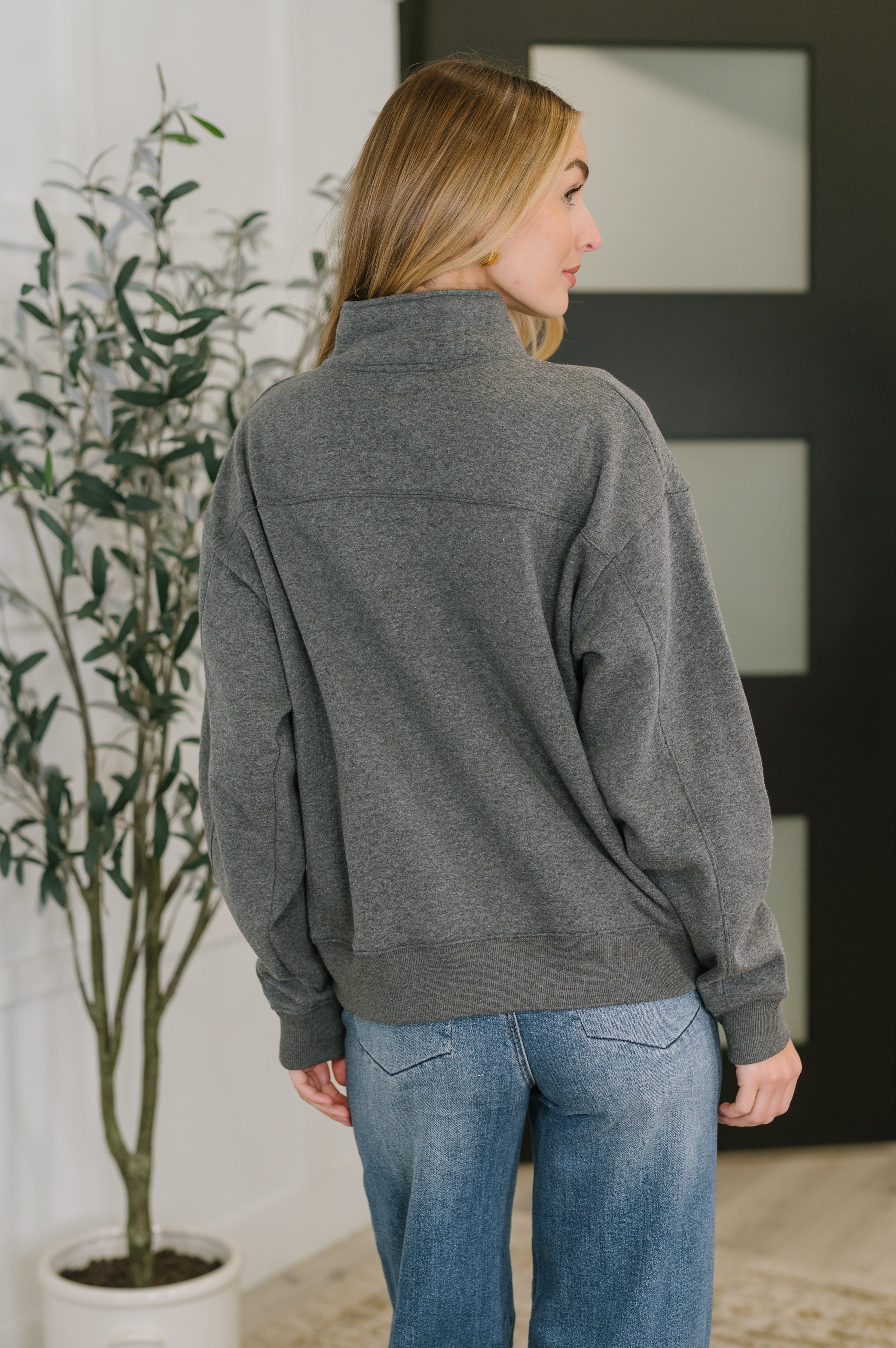Sweater Weather Half Zip High Neck Pullover in Charcoal-Womens-Ave Shops-[option4]-[option5]-[option6]-[option7]-[option8]-Shop-Boutique-Clothing-for-Women-Online