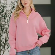 Sweater Weather Half Zip High Neck Pullover in Dark Pink-Womens-Ave Shops-[option4]-[option5]-[option6]-[option7]-[option8]-Shop-Boutique-Clothing-for-Women-Online