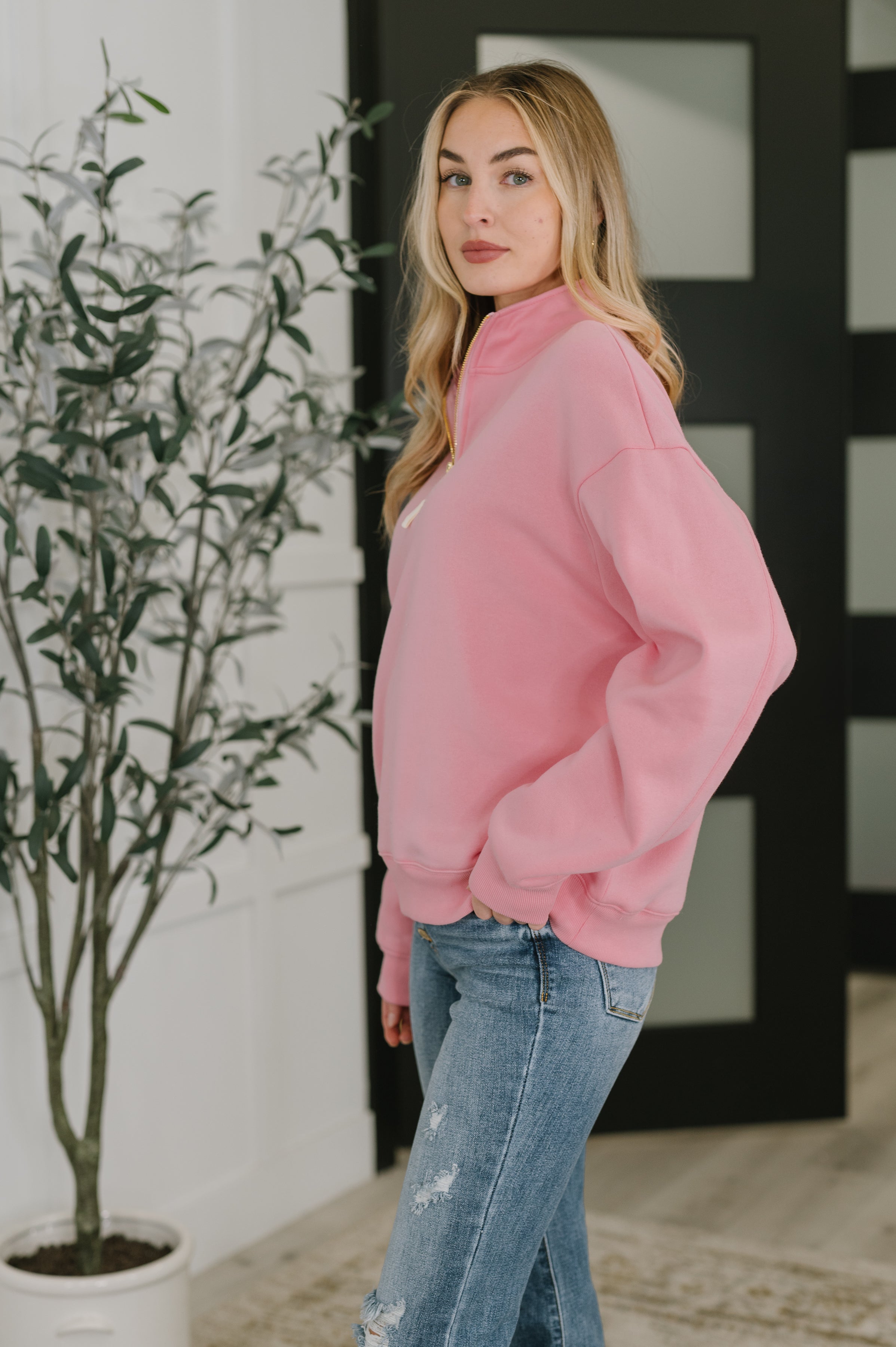 Sweater Weather Half Zip High Neck Pullover in Dark Pink-Womens-Ave Shops-[option4]-[option5]-[option6]-[option7]-[option8]-Shop-Boutique-Clothing-for-Women-Online