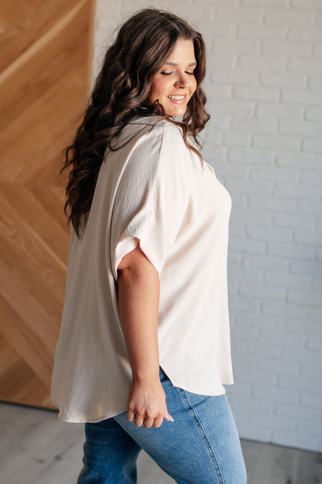 Sweet Simplicity Button Down Blouse in Oatmeal-Tops-Ave Shops-[option4]-[option5]-[option6]-[option7]-[option8]-Shop-Boutique-Clothing-for-Women-Online