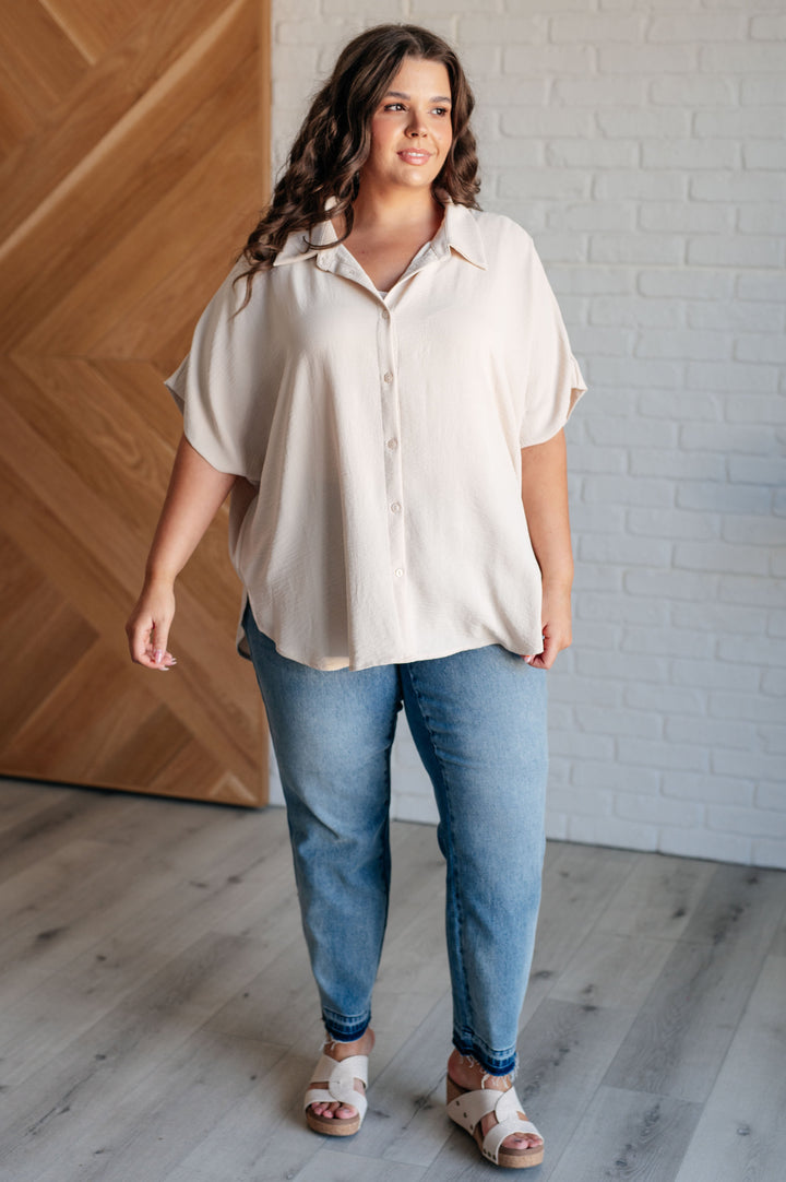 Sweet Simplicity Button Down Blouse in Oatmeal-Tops-Ave Shops-[option4]-[option5]-[option6]-[option7]-[option8]-Shop-Boutique-Clothing-for-Women-Online