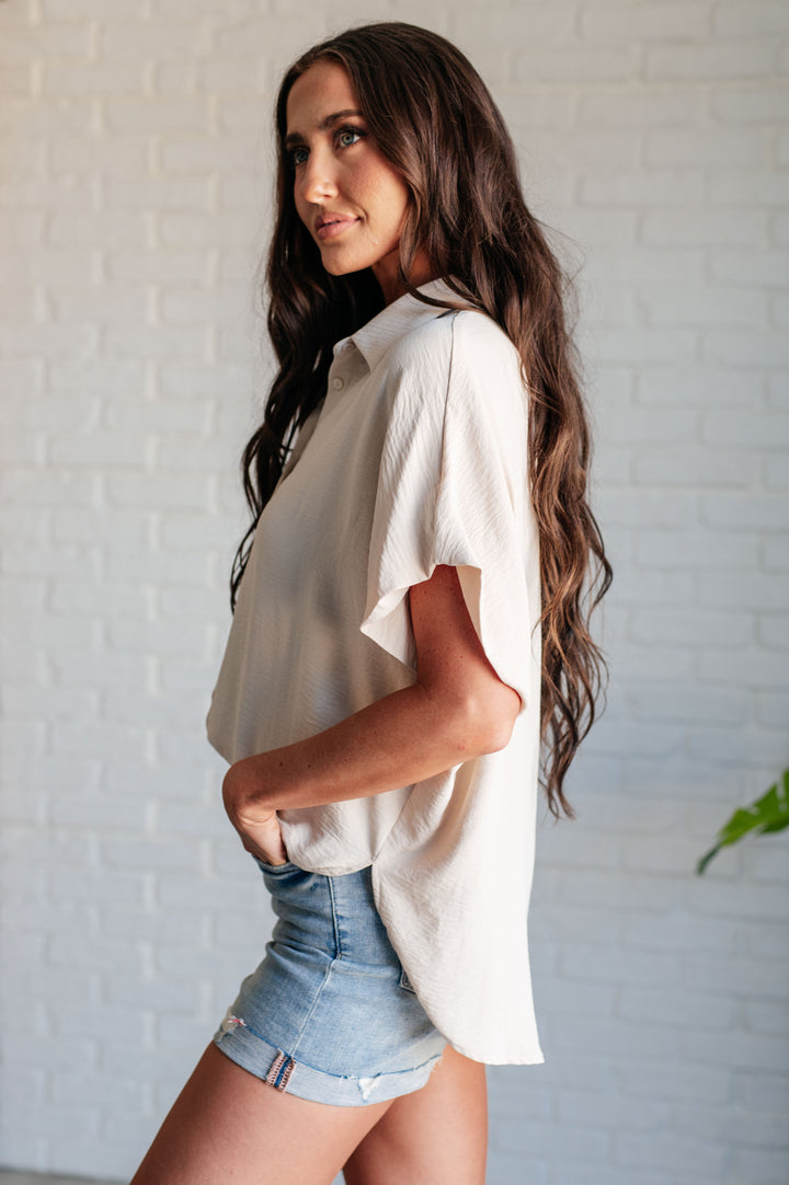 Sweet Simplicity Button Down Blouse in Oatmeal-Tops-Ave Shops-[option4]-[option5]-[option6]-[option7]-[option8]-Shop-Boutique-Clothing-for-Women-Online