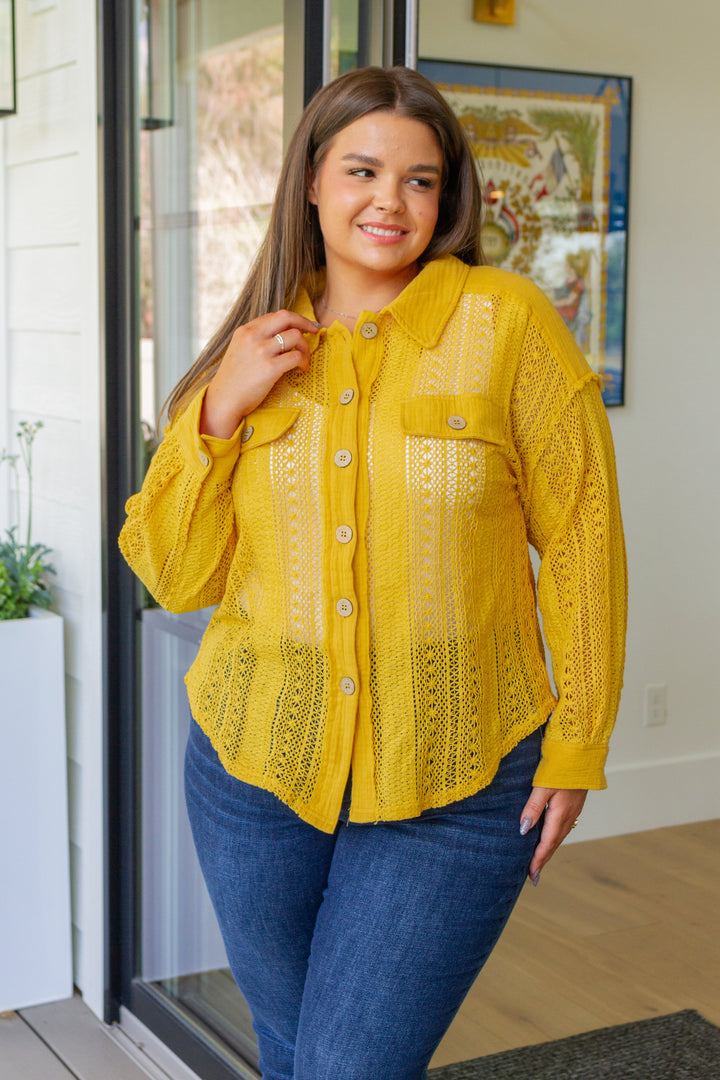 Sweeter Than Nectar Lace Button Down in Honey-Tops-Ave Shops-[option4]-[option5]-[option6]-[option7]-[option8]-Shop-Boutique-Clothing-for-Women-Online