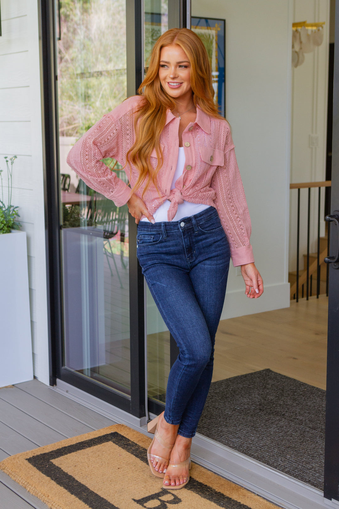 Sweeter Than Nectar Lace Button Down in Rose-Tops-Ave Shops-[option4]-[option5]-[option6]-[option7]-[option8]-Shop-Boutique-Clothing-for-Women-Online