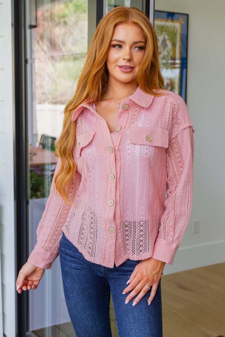 Sweeter Than Nectar Lace Button Down in Rose-Tops-Ave Shops-[option4]-[option5]-[option6]-[option7]-[option8]-Shop-Boutique-Clothing-for-Women-Online