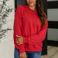 Sweet with a Side Eye Drop Shoulder Pullover in True Red-Womens-Ave Shops-[option4]-[option5]-[option6]-[option7]-[option8]-Shop-Boutique-Clothing-for-Women-Online