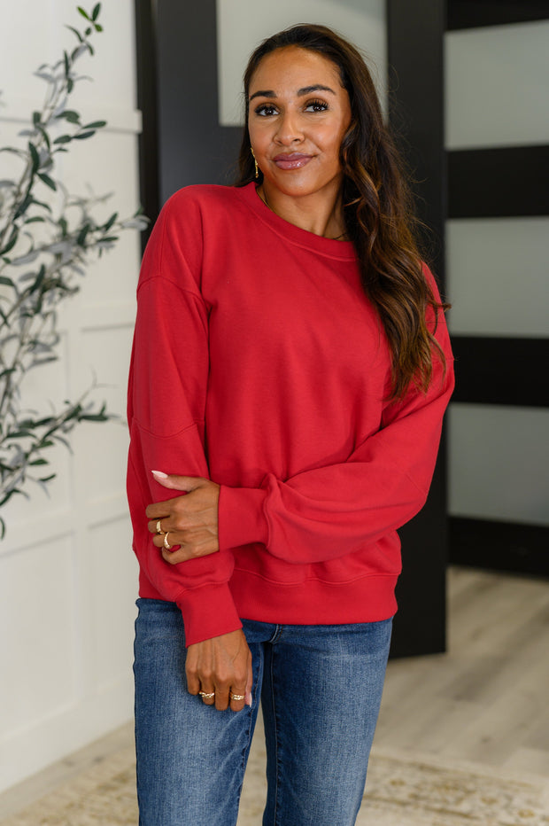 Sweet with a Side Eye Drop Shoulder Pullover in True Red-Womens-Ave Shops-[option4]-[option5]-[option6]-[option7]-[option8]-Shop-Boutique-Clothing-for-Women-Online
