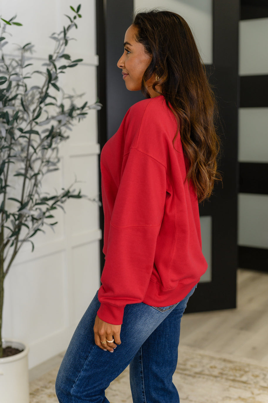 Sweet with a Side Eye Drop Shoulder Pullover in True Red-Womens-Ave Shops-[option4]-[option5]-[option6]-[option7]-[option8]-Shop-Boutique-Clothing-for-Women-Online