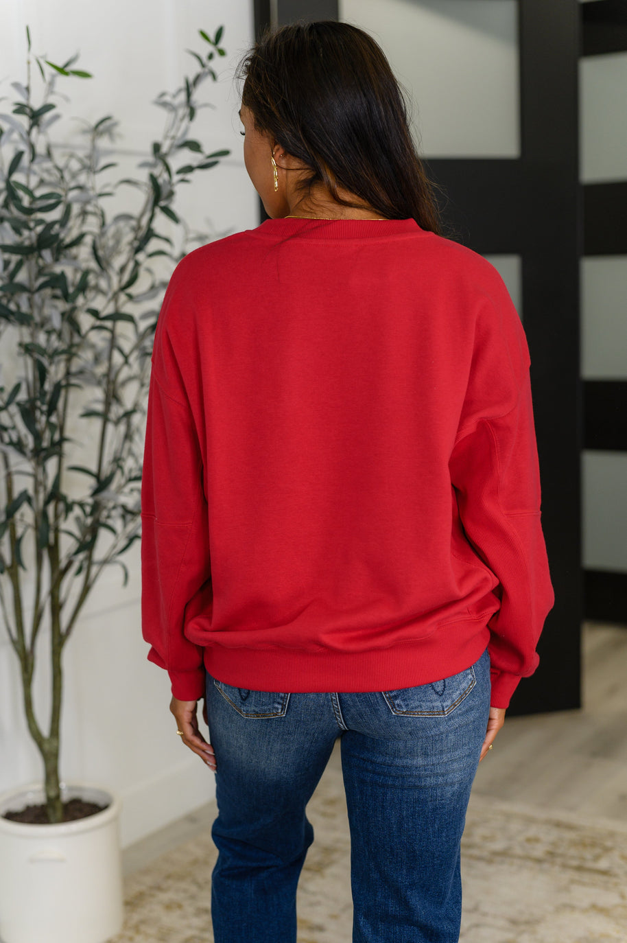 Sweet with a Side Eye Drop Shoulder Pullover in True Red-Womens-Ave Shops-[option4]-[option5]-[option6]-[option7]-[option8]-Shop-Boutique-Clothing-for-Women-Online