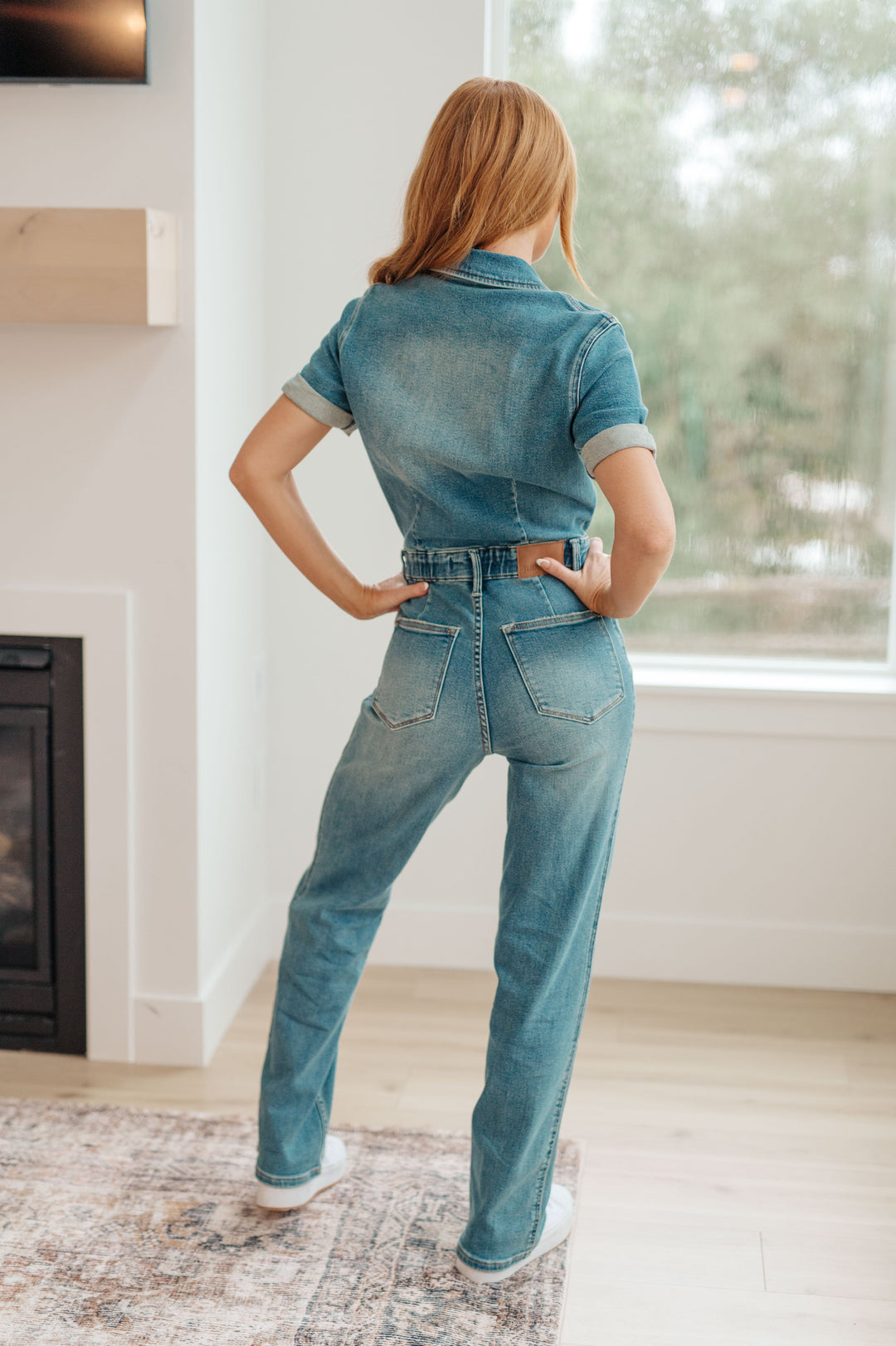 Sylvia Short Sleeve Denim Jumpsuit-Denim-Ave Shops-[option4]-[option5]-[option6]-[option7]-[option8]-Shop-Boutique-Clothing-for-Women-Online