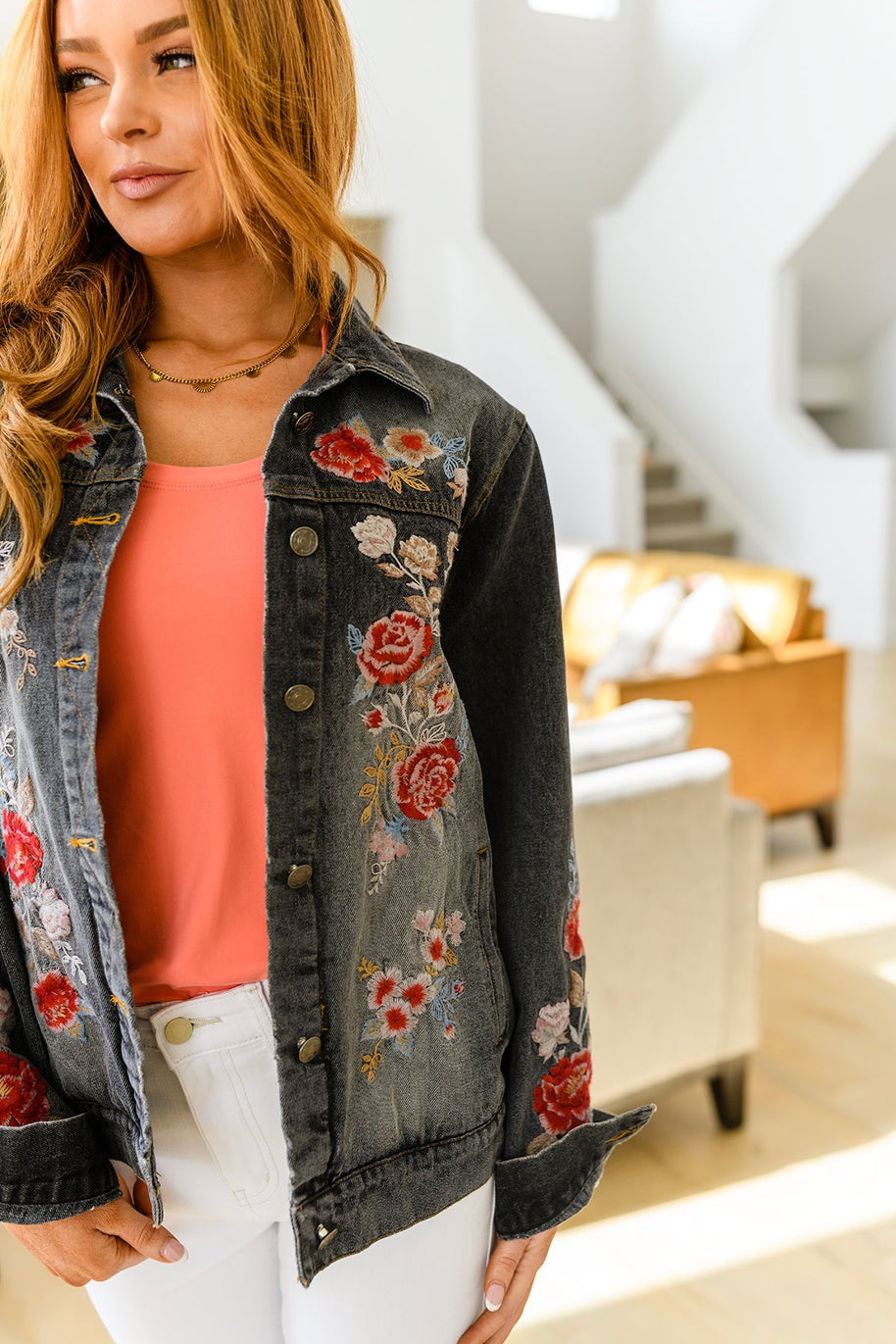 Lovely Visions Flower Embroidered Jacket-Layers-Ave Shops-[option4]-[option5]-[option6]-[option7]-[option8]-Shop-Boutique-Clothing-for-Women-Online