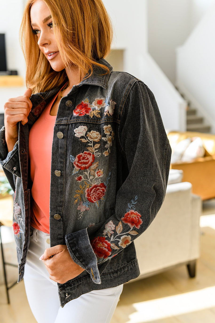 Lovely Visions Flower Embroidered Jacket-Layers-Ave Shops-[option4]-[option5]-[option6]-[option7]-[option8]-Shop-Boutique-Clothing-for-Women-Online