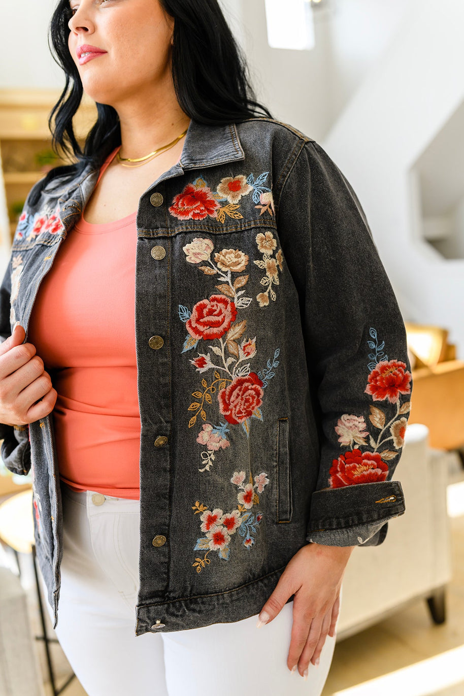Lovely Visions Flower Embroidered Jacket-Layers-Ave Shops-[option4]-[option5]-[option6]-[option7]-[option8]-Shop-Boutique-Clothing-for-Women-Online