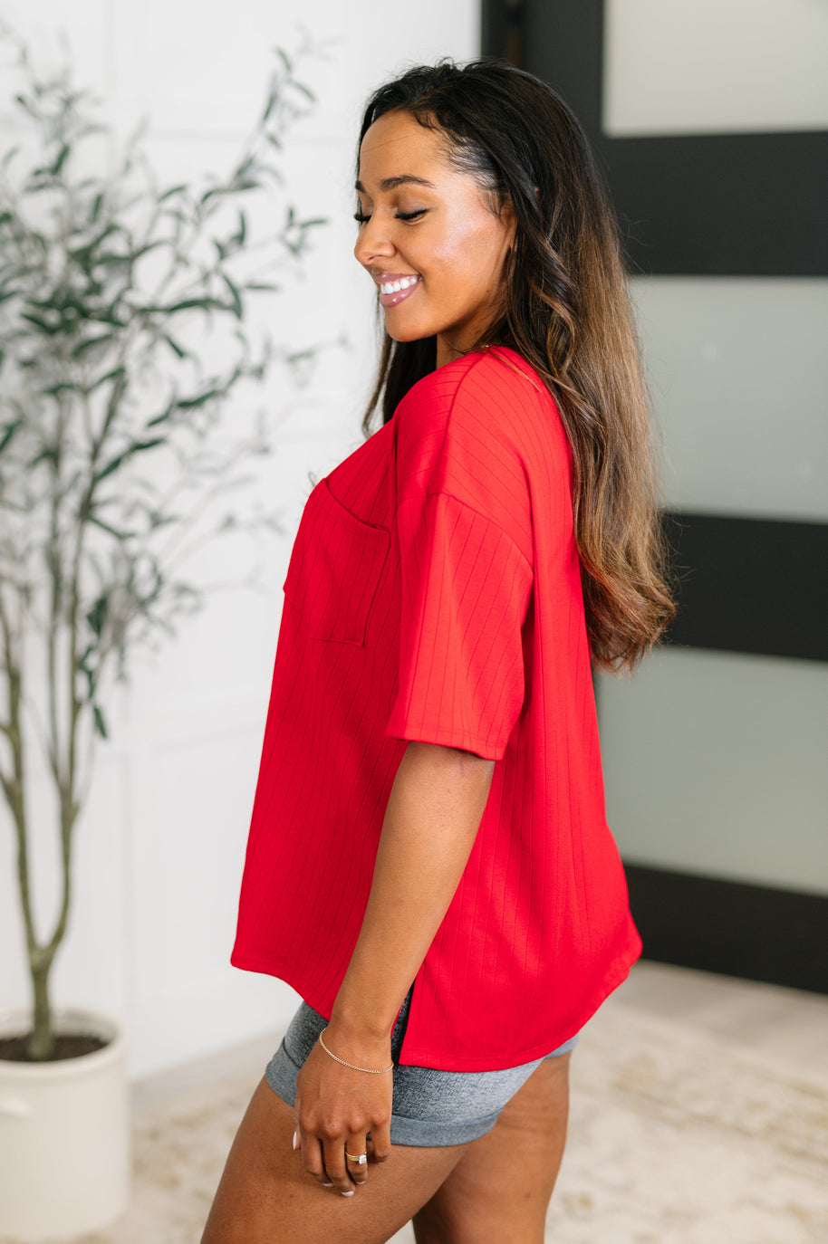 Take It Easy Slouchy Tee in Red-Womens-Ave Shops-[option4]-[option5]-[option6]-[option7]-[option8]-Shop-Boutique-Clothing-for-Women-Online