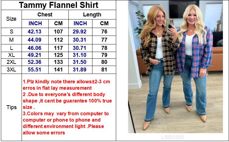 Shirley & Stone Tammy Flannel Shirt - Blue Plaid-Fall/Winter-Shirley & Stone-[option4]-[option5]-[option6]-[option7]-[option8]-Shop-Boutique-Clothing-for-Women-Online