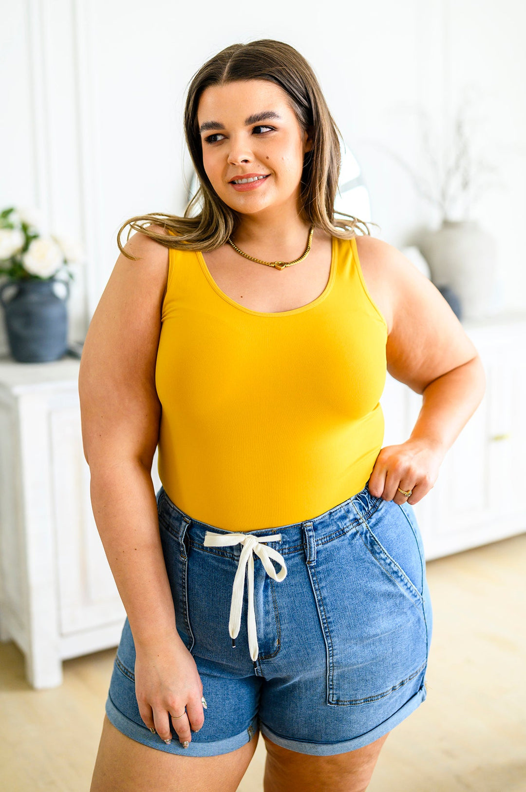 The Basics Reversible Longline Tank in Mustard-Tops-Ave Shops-[option4]-[option5]-[option6]-[option7]-[option8]-Shop-Boutique-Clothing-for-Women-Online