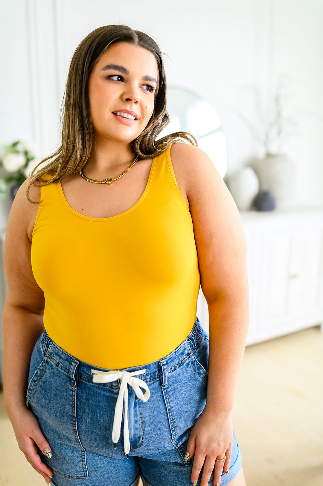 The Basics Reversible Longline Tank in Mustard-Tops-Ave Shops-[option4]-[option5]-[option6]-[option7]-[option8]-Shop-Boutique-Clothing-for-Women-Online