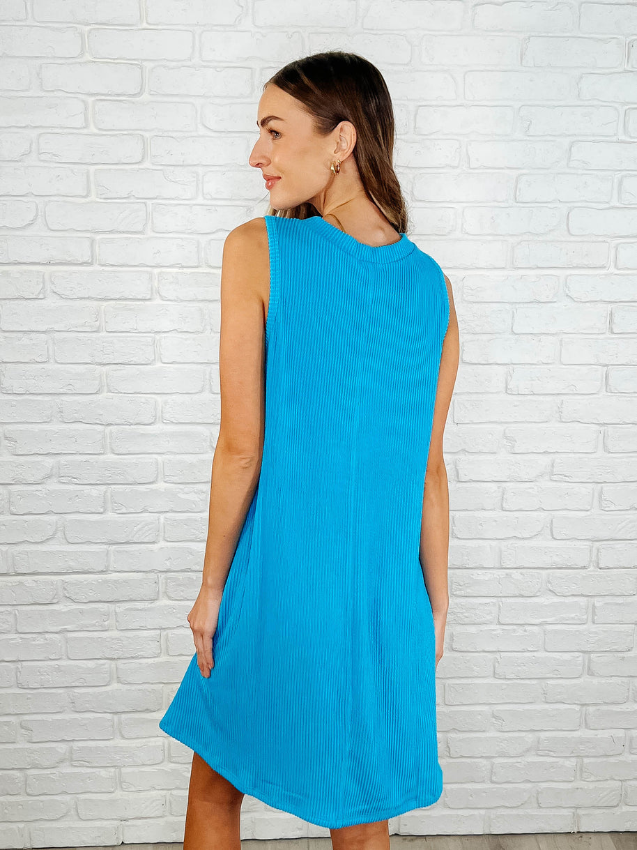The Power I Hold V-Neck Ribbed Knit Dress in Aqua Glow-Womens-Ave Shops-[option4]-[option5]-[option6]-[option7]-[option8]-Shop-Boutique-Clothing-for-Women-Online