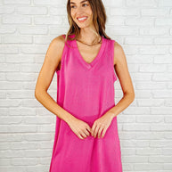 The Power I Hold V-Neck Ribbed Knit Dress in Fuchsia-Womens-Ave Shops-[option4]-[option5]-[option6]-[option7]-[option8]-Shop-Boutique-Clothing-for-Women-Online