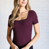 They're Not Like Us Square Neck Bodysuit in Cassis-Tops-Ave Shops-[option4]-[option5]-[option6]-[option7]-[option8]-Shop-Boutique-Clothing-for-Women-Online