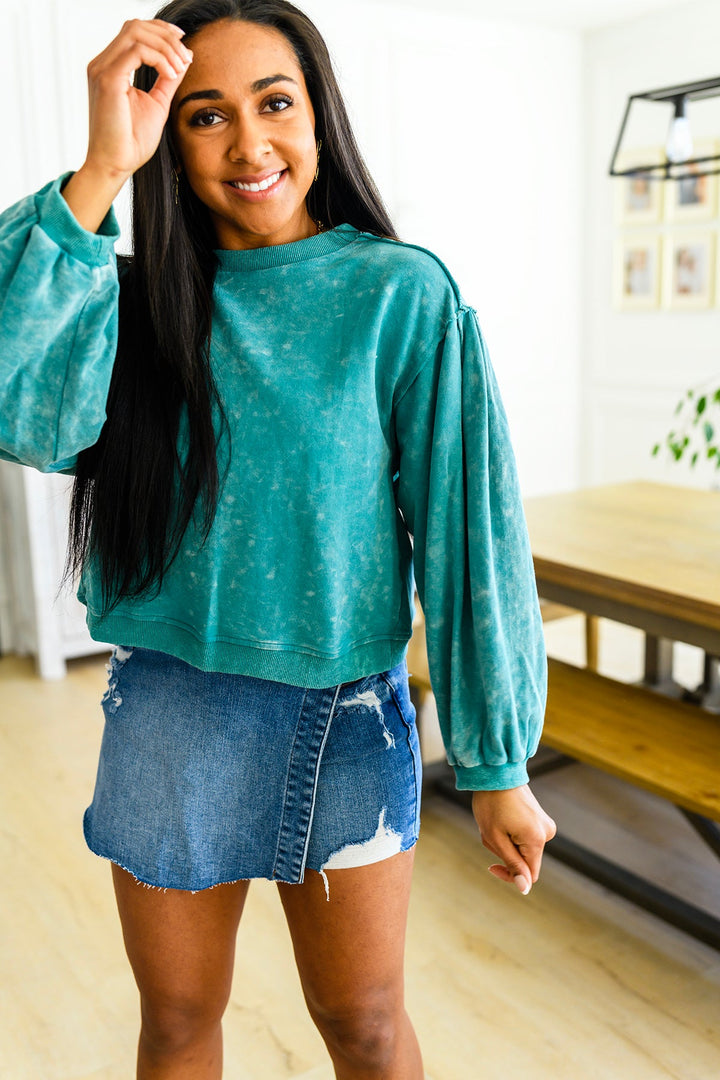 Tied Up In Cuteness Mineral Wash Sweater in Teal-Tops-Ave Shops-[option4]-[option5]-[option6]-[option7]-[option8]-Shop-Boutique-Clothing-for-Women-Online