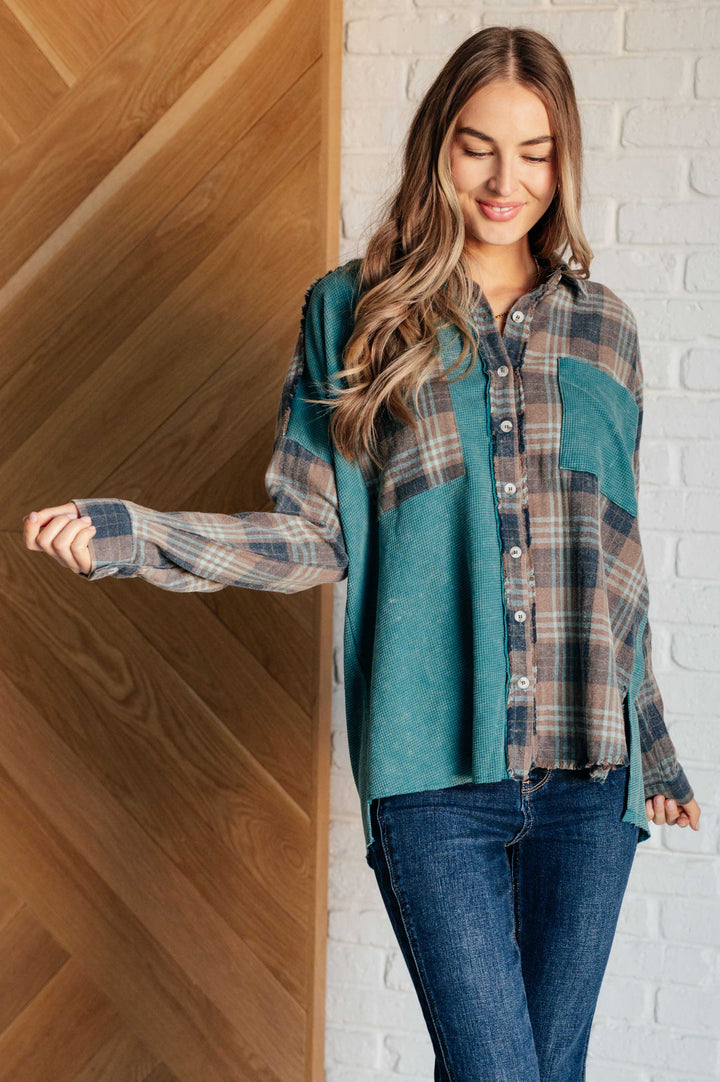 Tied for Time Thermal Plaid Button Up-Tops-Ave Shops-[option4]-[option5]-[option6]-[option7]-[option8]-Shop-Boutique-Clothing-for-Women-Online