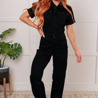 Judy Blue Tilda Short Sleeve Control Top Denim Jumpsuit-Womens-Ave Shops-[option4]-[option5]-[option6]-[option7]-[option8]-Shop-Boutique-Clothing-for-Women-Online