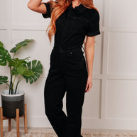 Judy Blue Tilda Short Sleeve Control Top Denim Jumpsuit-Womens-Ave Shops-[option4]-[option5]-[option6]-[option7]-[option8]-Shop-Boutique-Clothing-for-Women-Online