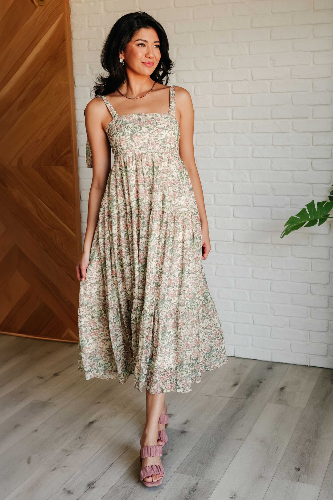 Tiptoe Through the Tulips Square Neck Tiered Dress-Dresses-Ave Shops-[option4]-[option5]-[option6]-[option7]-[option8]-Shop-Boutique-Clothing-for-Women-Online