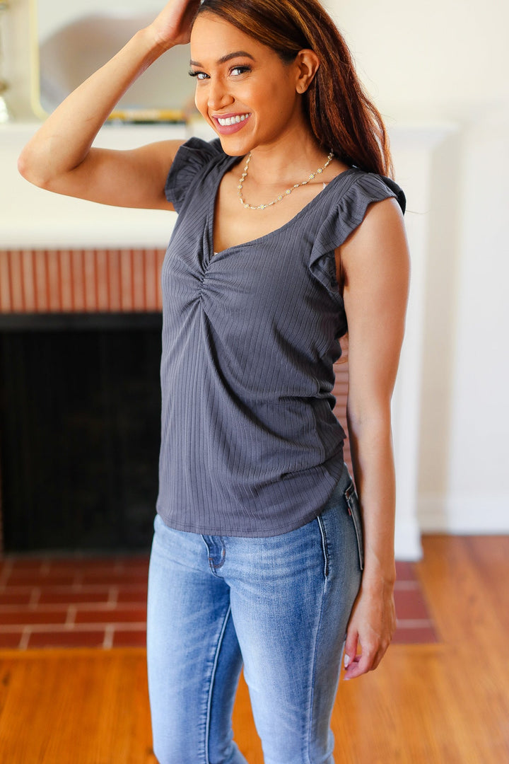 Sunny Days Charcoal Sweetheart Neckline Ribbed Top-Haptics-[option4]-[option5]-[option6]-[option7]-[option8]-Shop-Boutique-Clothing-for-Women-Online