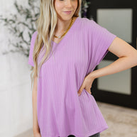 Top Shelf Basic V-Neck Ribbed Tee in Lavender-Womens-Ave Shops-[option4]-[option5]-[option6]-[option7]-[option8]-Shop-Boutique-Clothing-for-Women-Online
