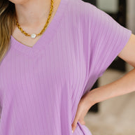 Top Shelf Basic V-Neck Ribbed Tee in Lavender-Womens-Ave Shops-[option4]-[option5]-[option6]-[option7]-[option8]-Shop-Boutique-Clothing-for-Women-Online